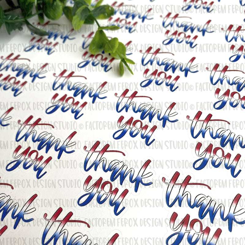 Red White and Blue Thank You Sticker ©