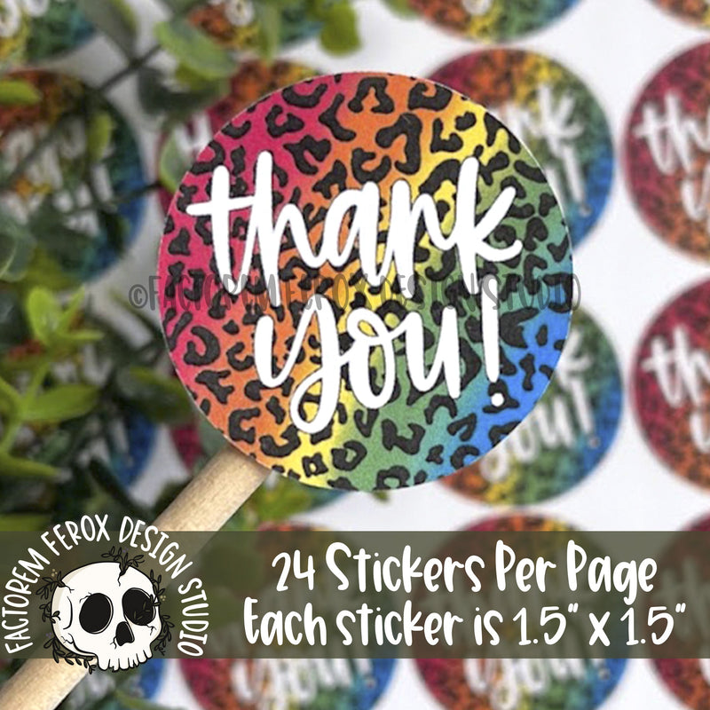 Thank You Neon Leopard Print Sticker ©