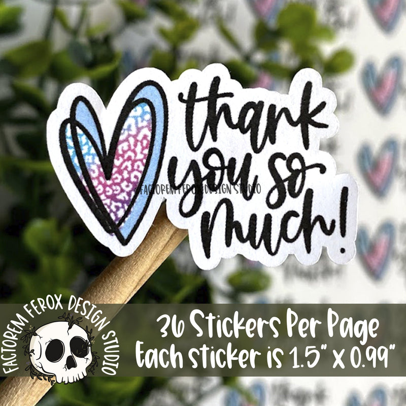 Thank You So Much Leopard Heart Sticker ©