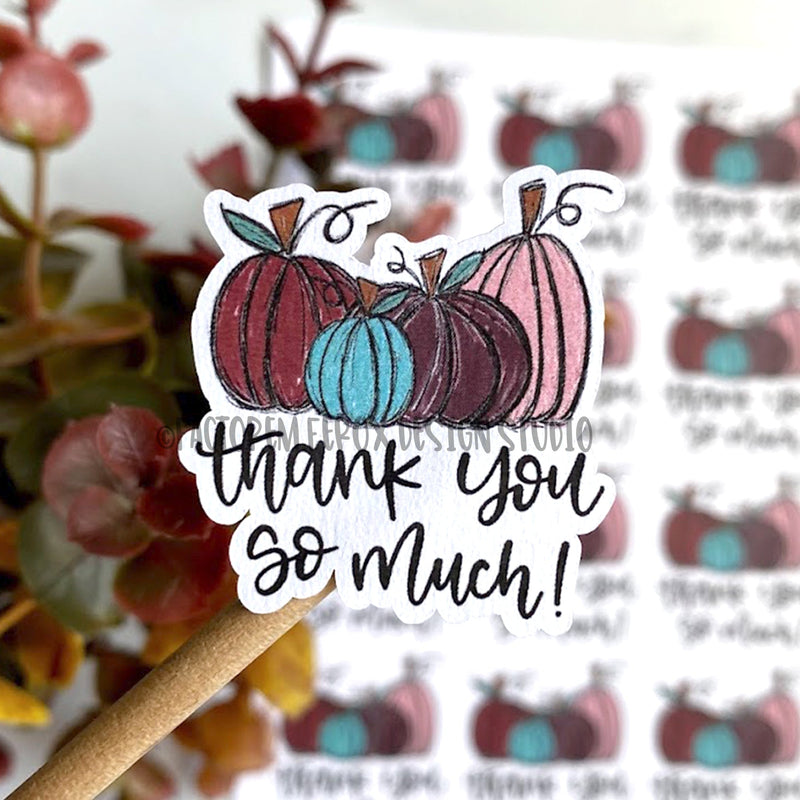 Thank You So Much Colorful Pumpkins Sticker ©
