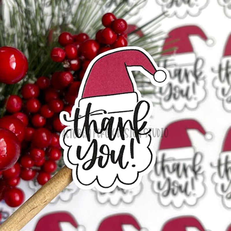 Santa Hat Thank You Sticker ©