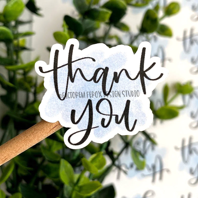 Thank You Blue Watercolor Sticker ©