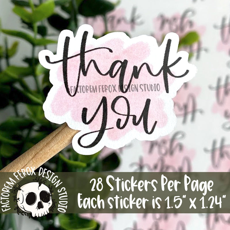 Thank You Light Pink Watercolor Sticker ©