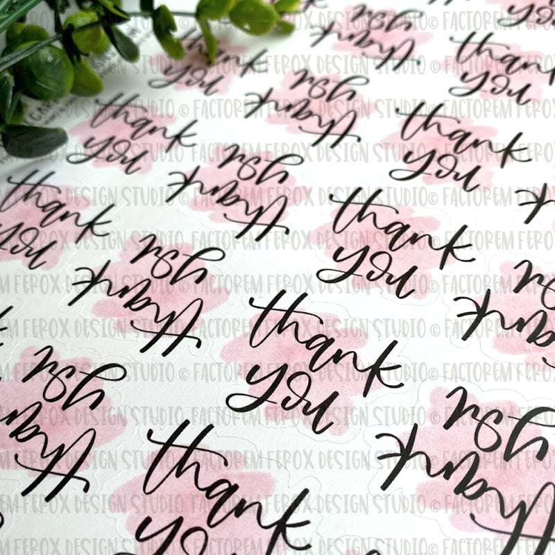 Thank You Light Pink Watercolor Sticker ©