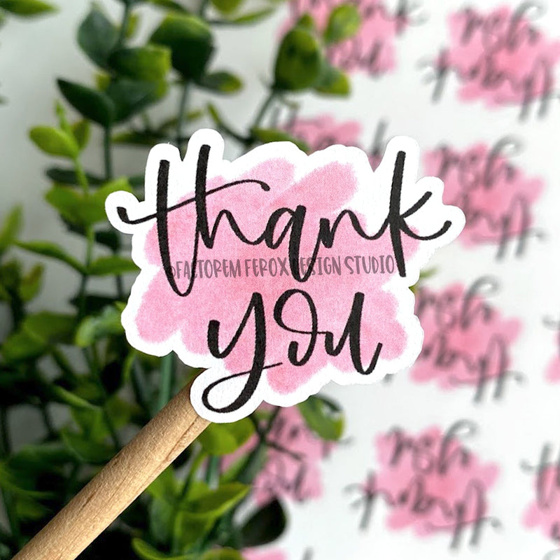 Thank You Pink Watercolor Sticker ©