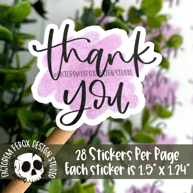 Thank You Purple Watercolor Sticker ©