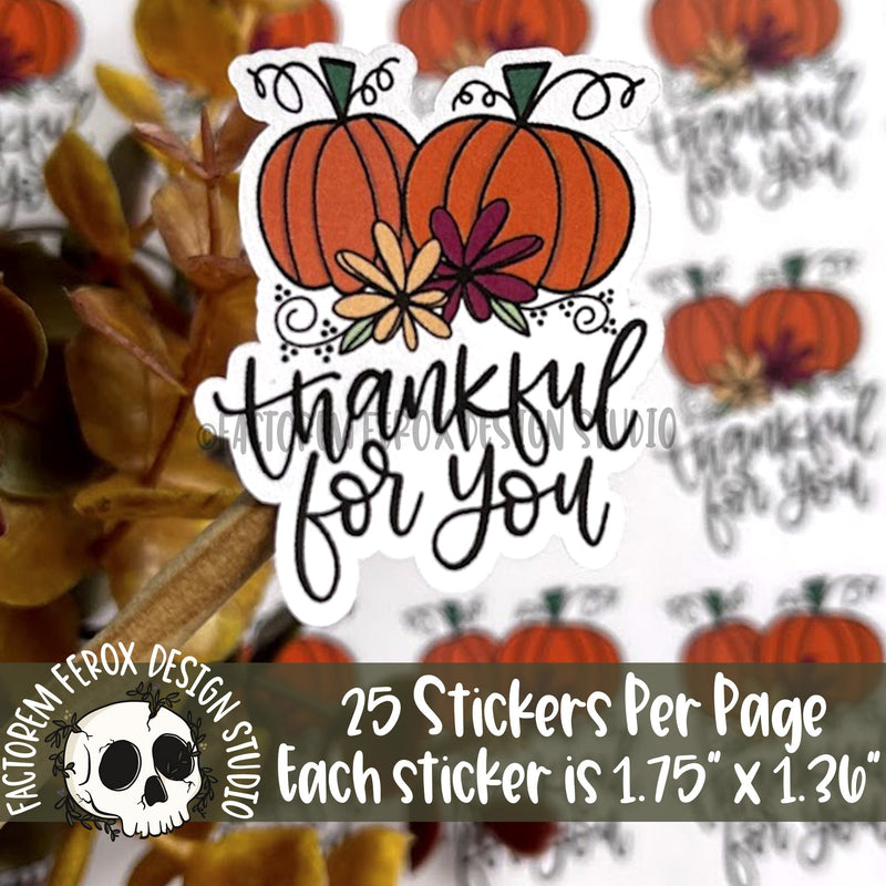 Thankful For You Pumpkins Sticker ©