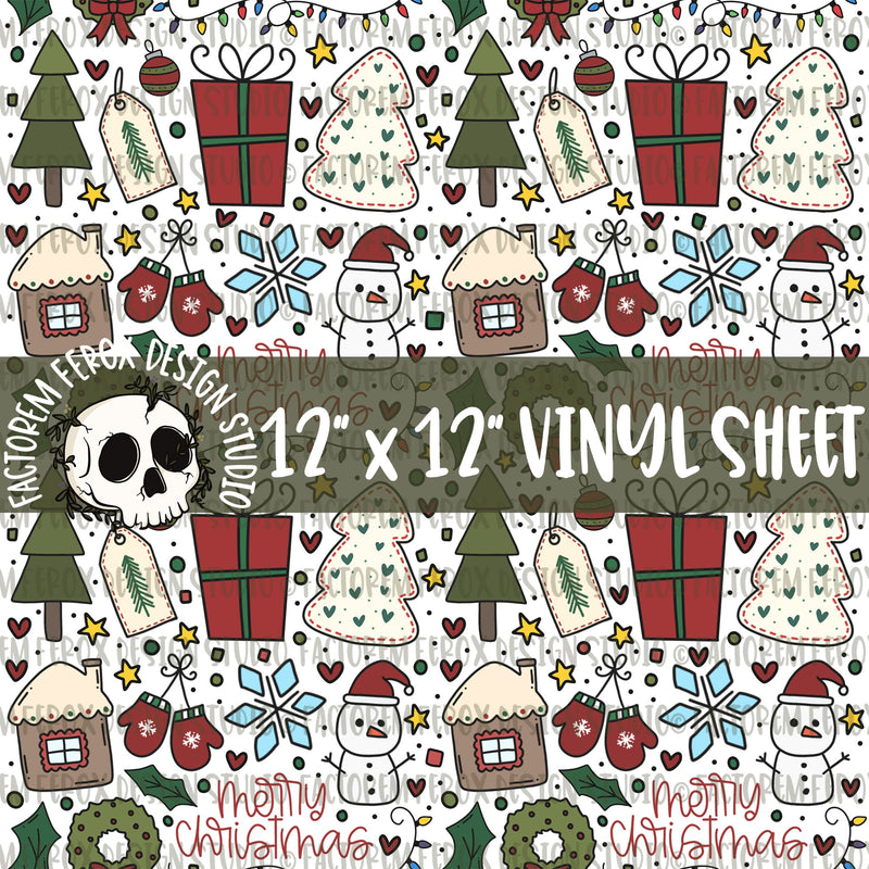 Christmas Doodles Pattern Vinyl Sheet ©