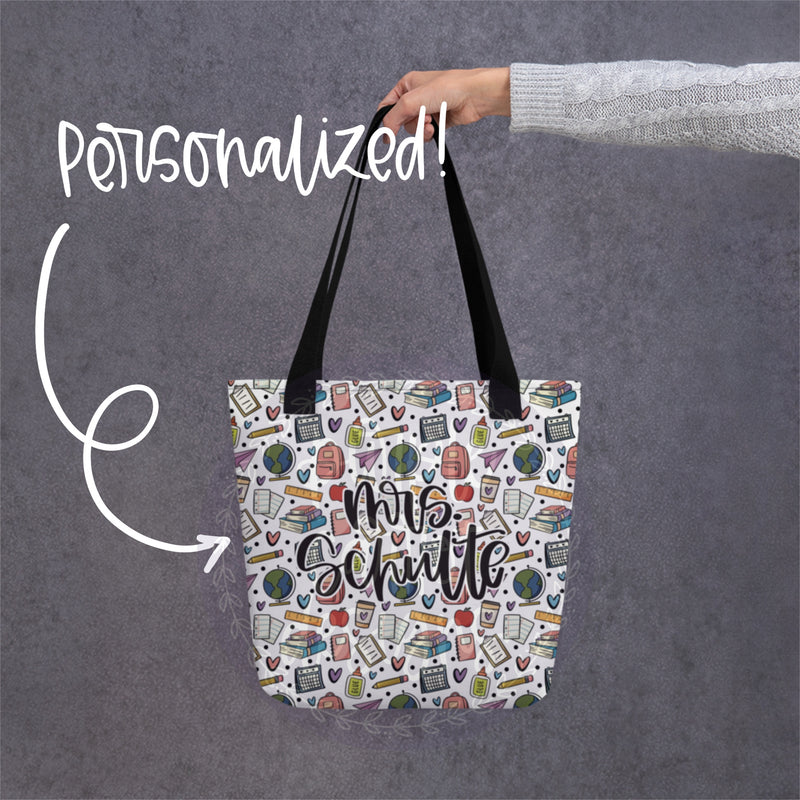 Teacher Doodles Tote Bag with Personalization ©