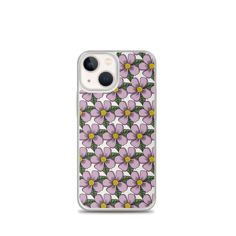 Purple Flower Pattern Clear Case for iPhone®