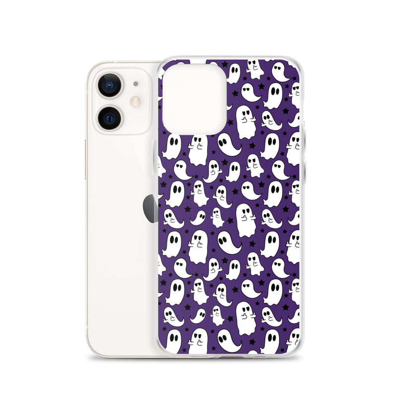 Middle Finger Ghost Purple Background iPhone Case