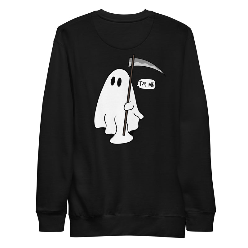 Try Me Ghost Crew Neck Sweatshirt - FRONT AND BACK
