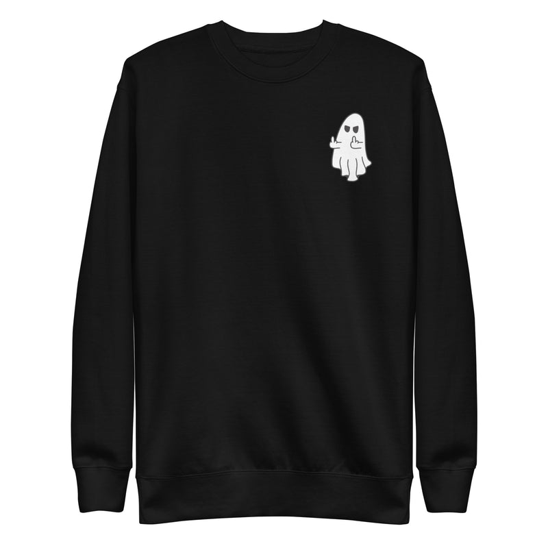 Middle Finger Ghost Crew Neck Sweatshirt - FRONT AND BACK