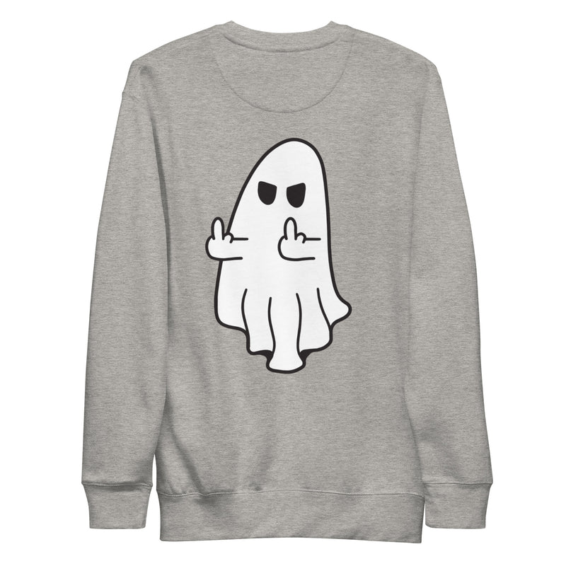Middle Finger Ghost Crew Neck Sweatshirt - FRONT AND BACK