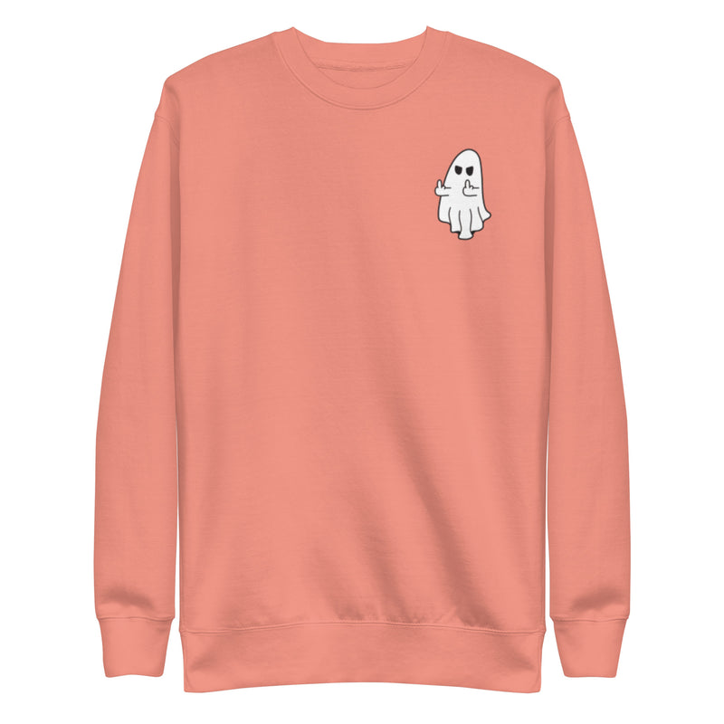 Middle Finger Ghost Crew Neck Sweatshirt - FRONT ONLY